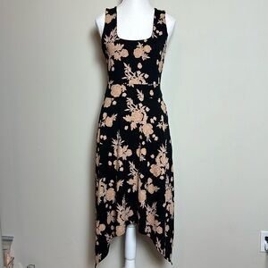 NEW Pact Twilight Floral Handkerchief Midi Dress